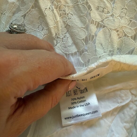 Just Bee Queen Carmella White Lace Midi Skirt - Size Large - Picture 5 of 10